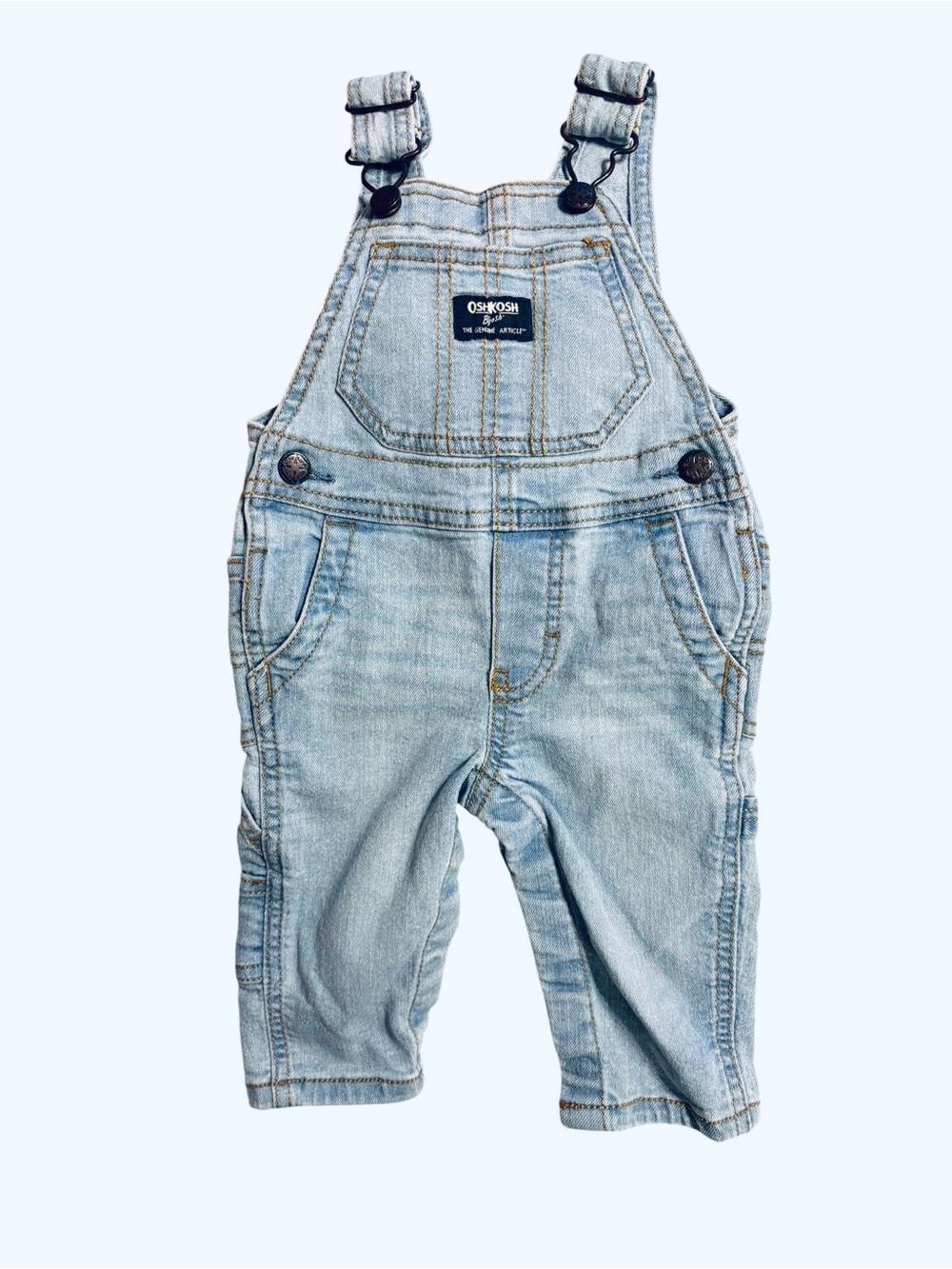 OshKosh B'gosh Light Wash Denim Overalls in Pale Blue 6M  10 0593